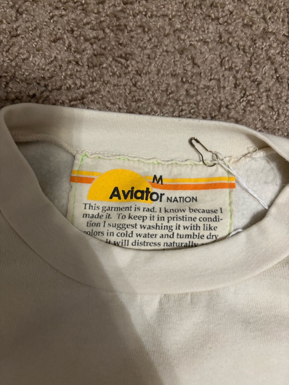 Aviator Nation LOGO SWEATSHIRT VINTAGE WHITE Medium Unisex - Picture 5 of 6